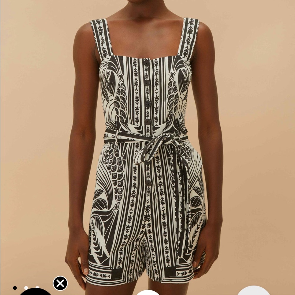 Farm Rio Black and White Patterned Jumpsuit size L
